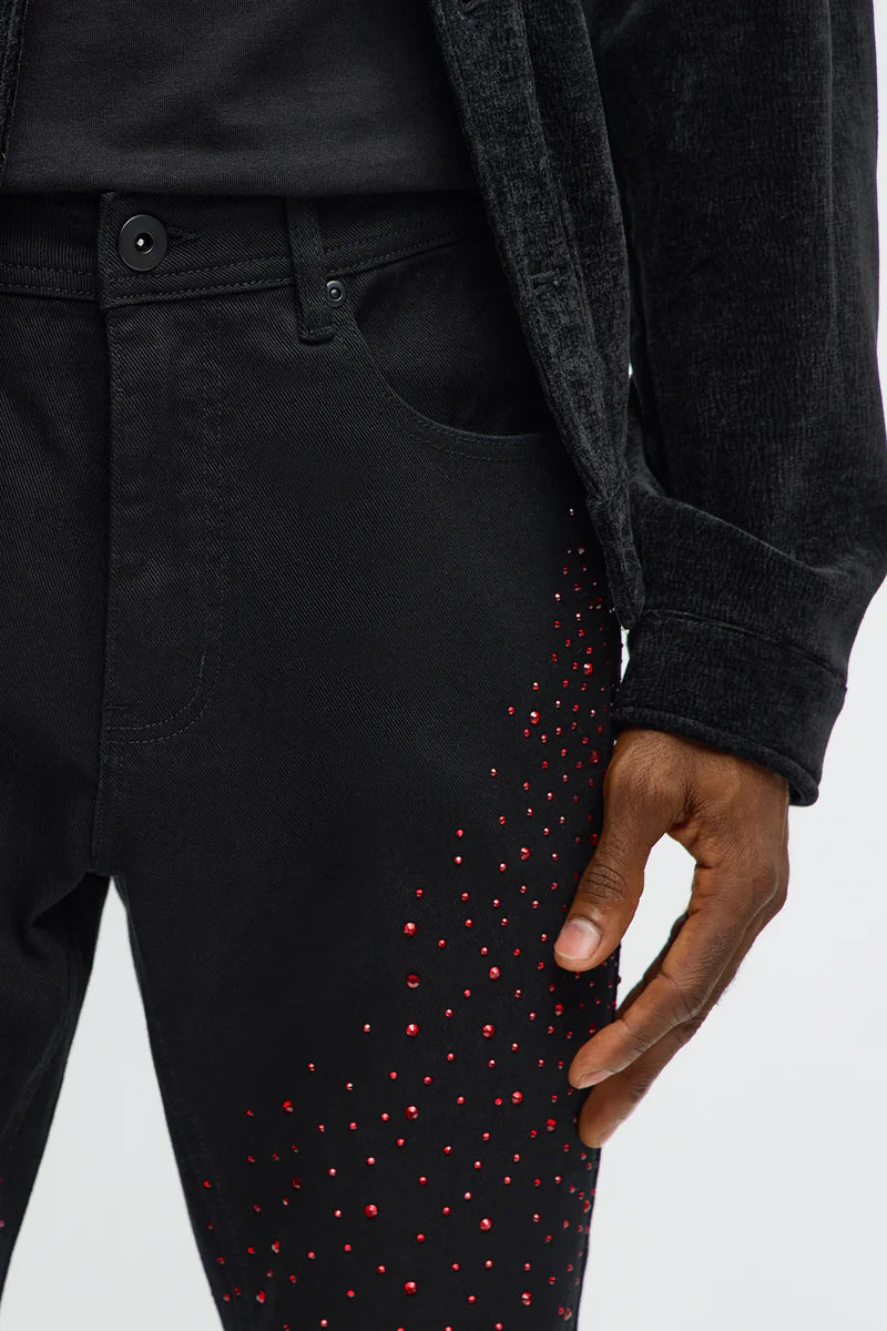 CONJUNTO BLACK JEANS RED STRASS ✨