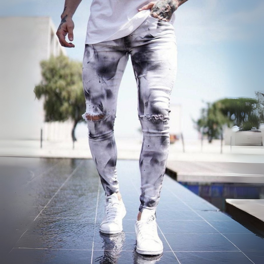 CALÇA BRANCA SKINNY SPLASH BLACK AND WHITE