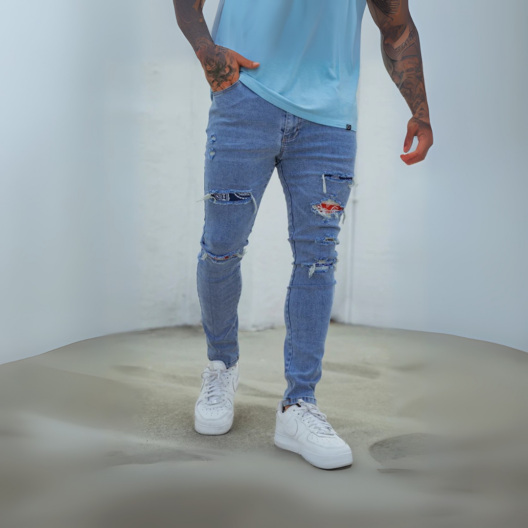 CALÇA JEANS BANDANA DESTRÓYED