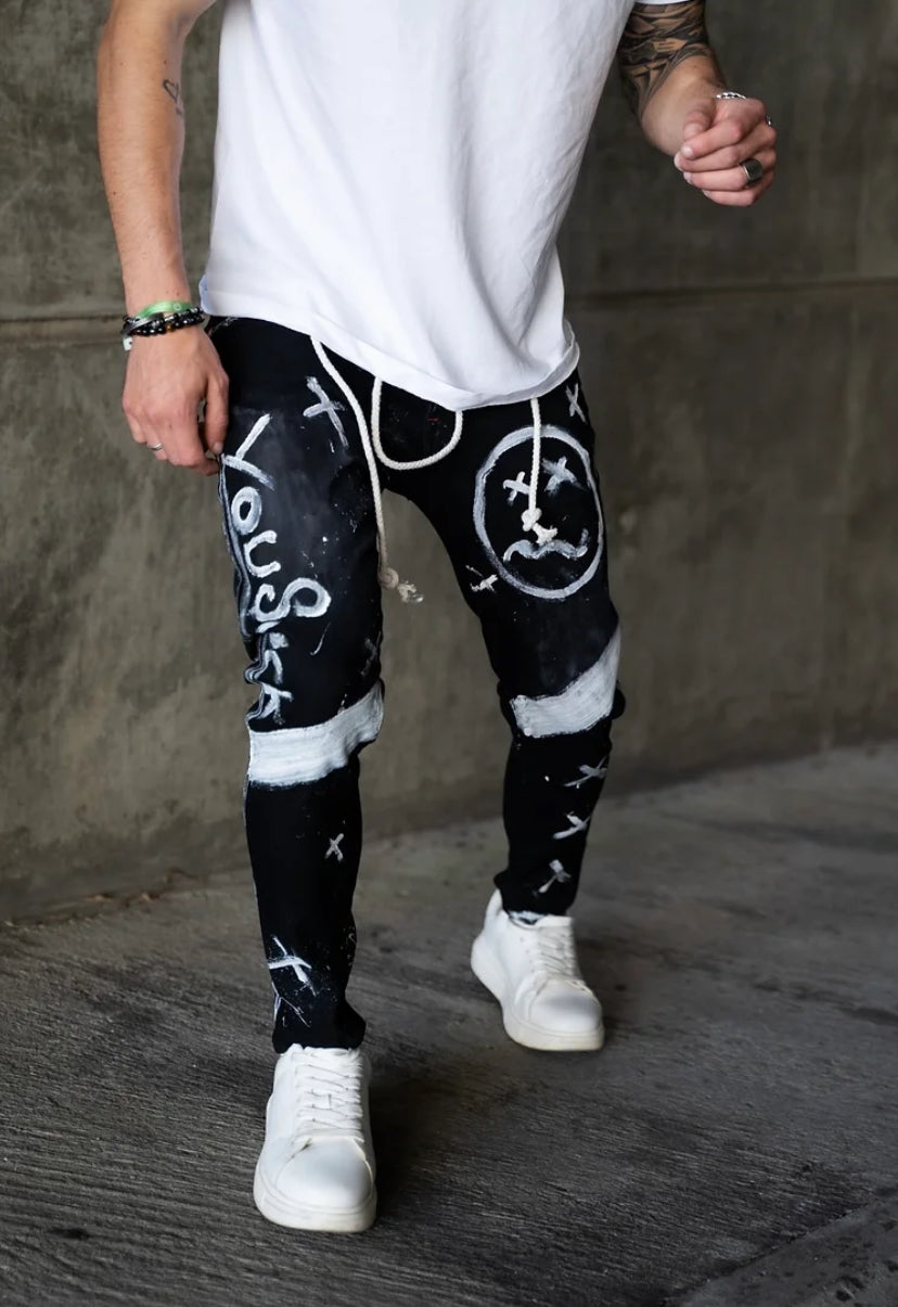 CALÇA JEANS SMILE BLACK WHITE.