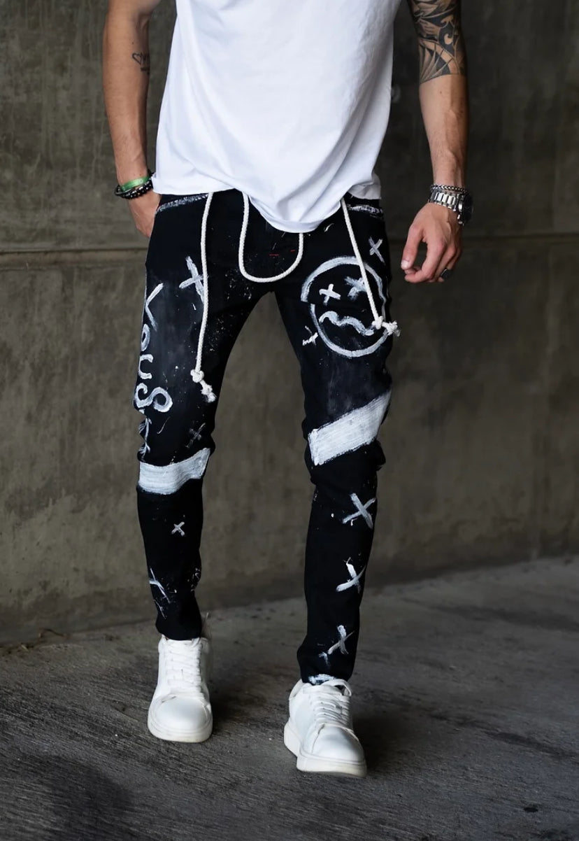 CALÇA JEANS SMILE BLACK WHITE.