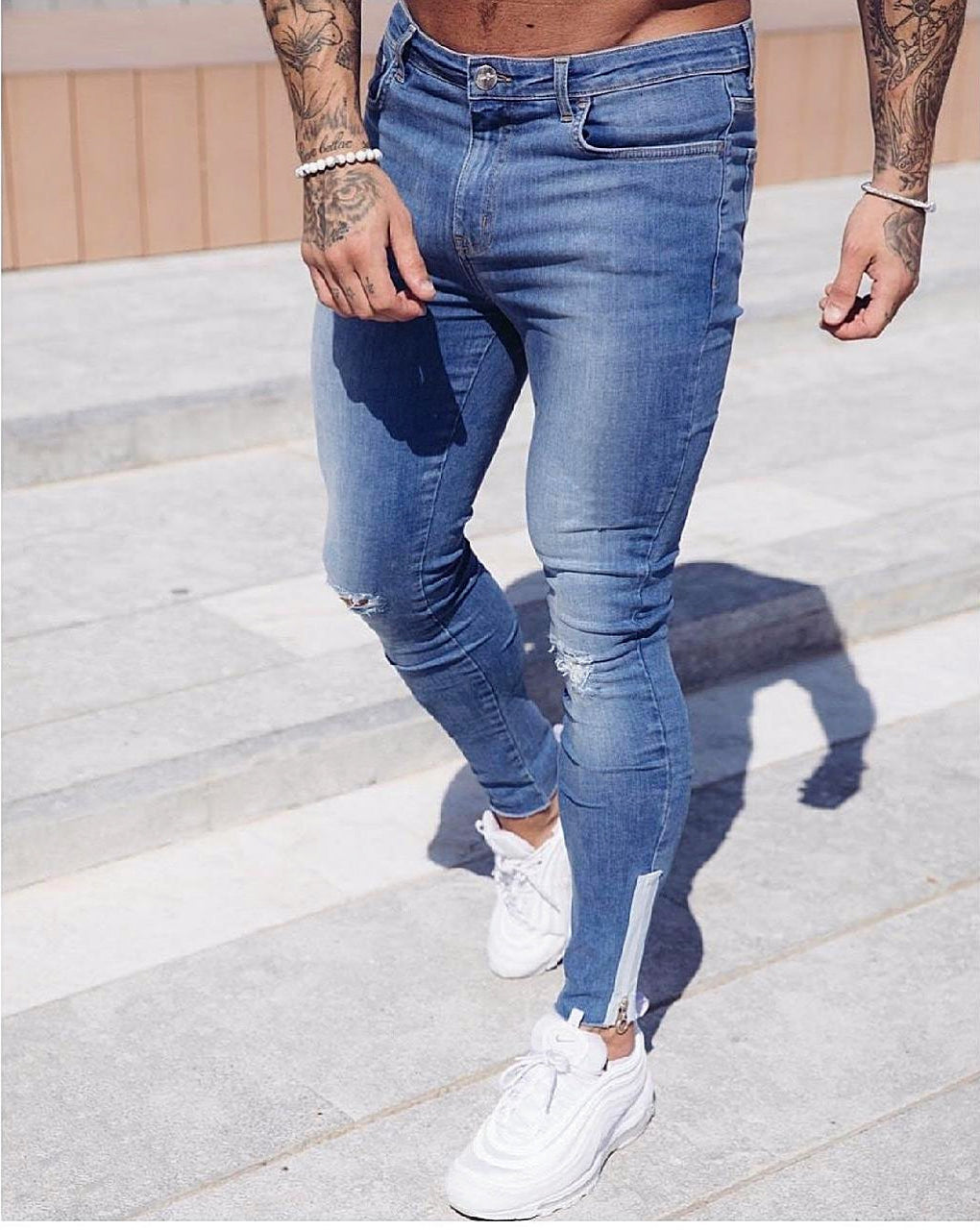 CALÇA JEANS BLUE C/ ZIPER NA BARRA