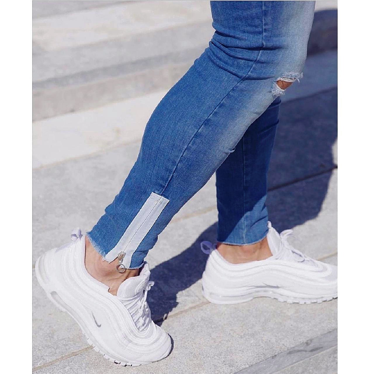 CALÇA JEANS BLUE C/ ZIPER NA BARRA