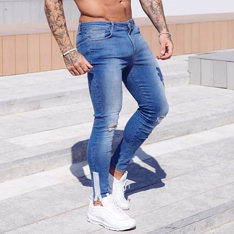 CALÇA JEANS BLUE C/ ZIPER NA BARRA