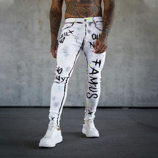 CALÇA BRANCA SKINNY SKULL PAINT.