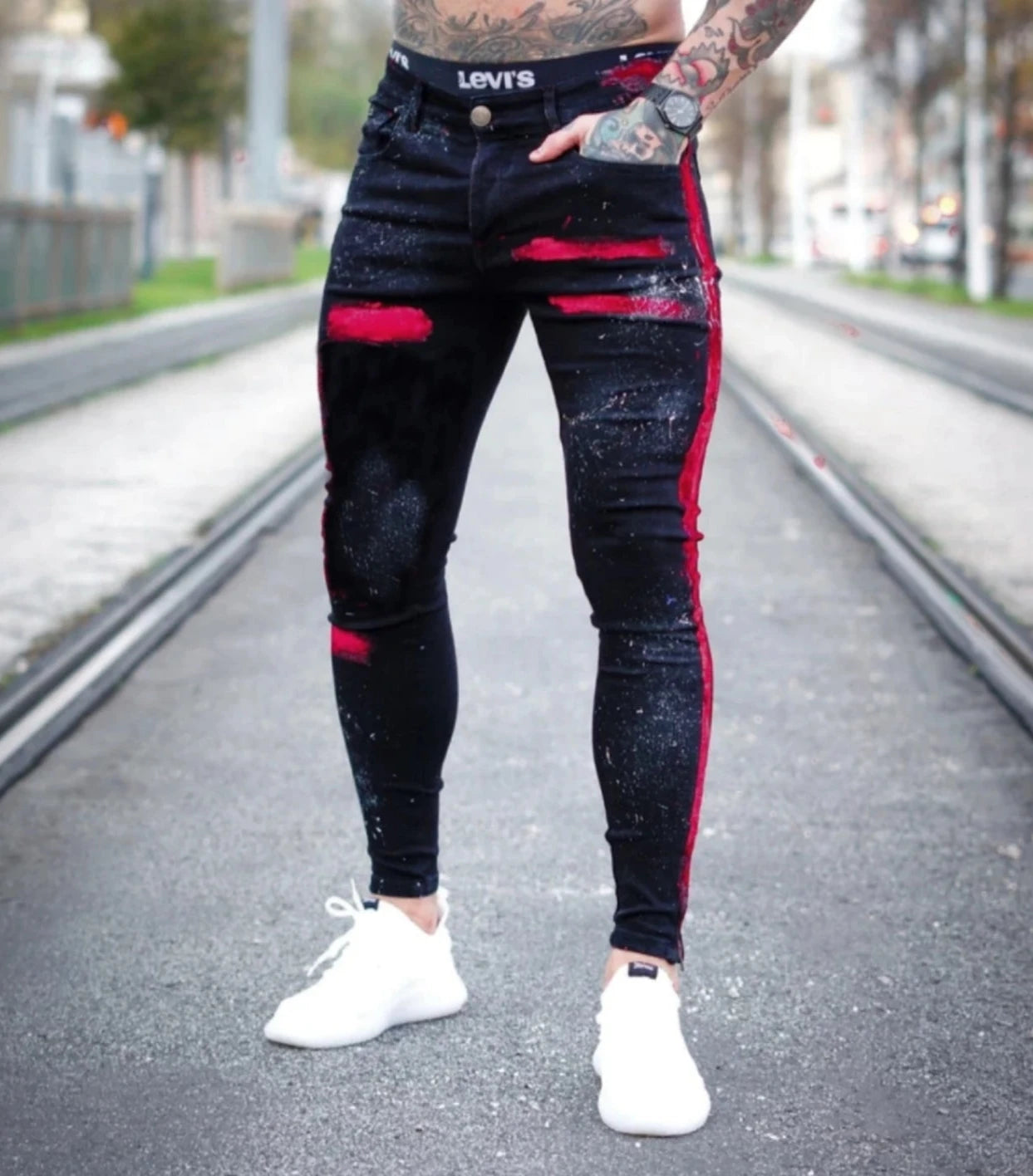 CALÇA JEANS BLACK KING RED