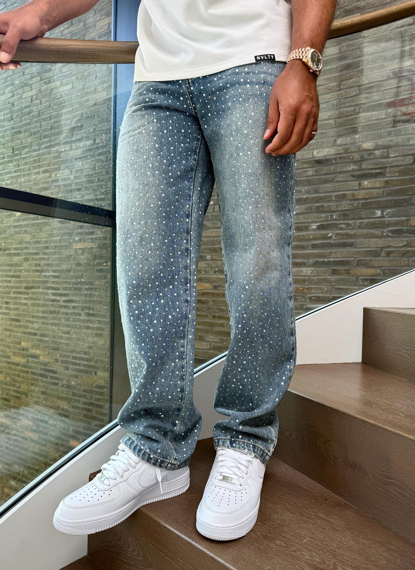 CALÇA JEANS BAGGY STRASS ✨