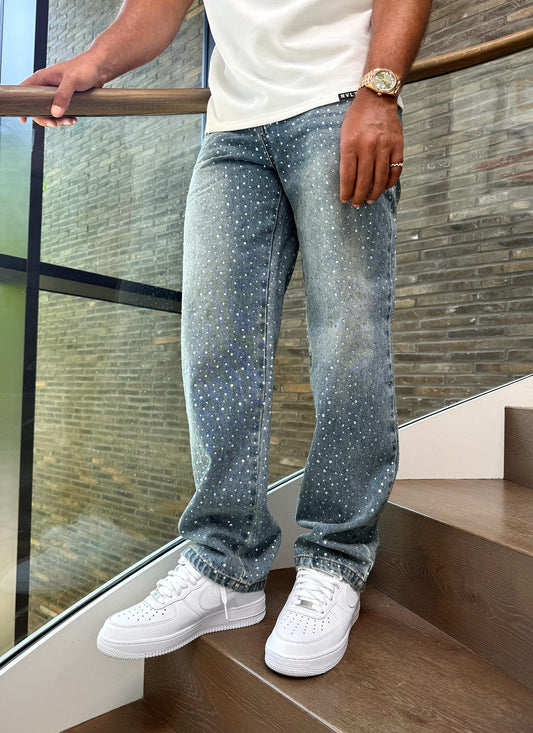 CALÇA JEANS BAGGY STRASS ✨