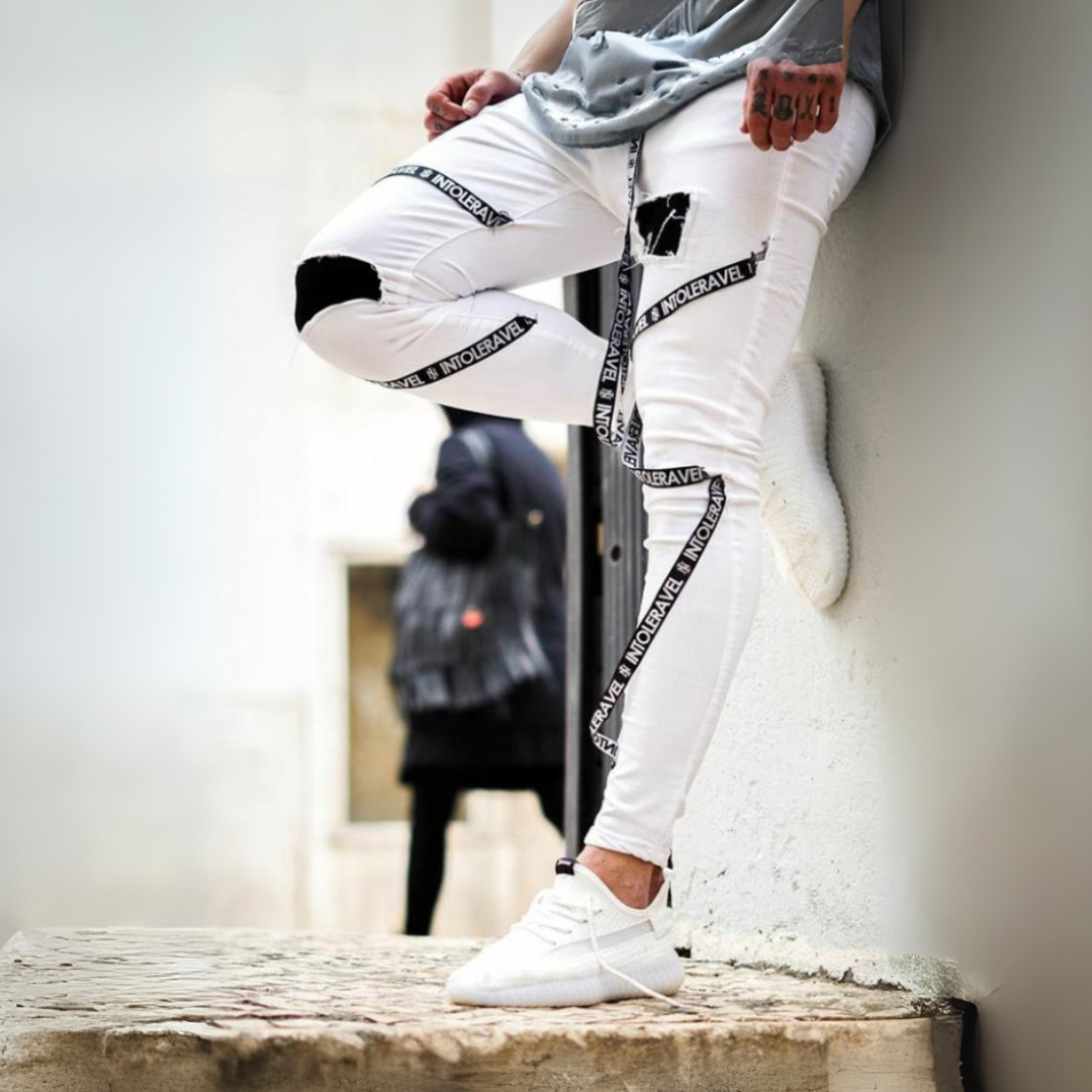 CALÇA BRANCA SKINNY SUSPENDERS TRACKS