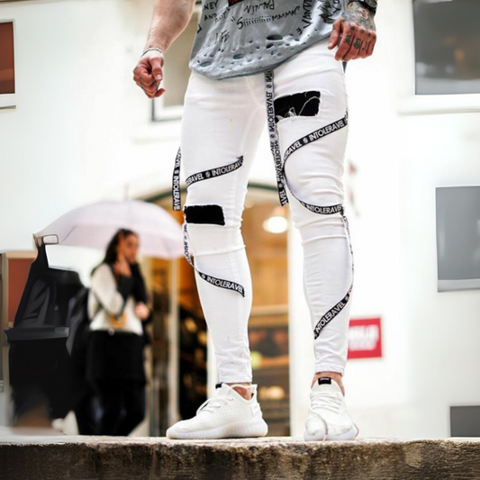 CALÇA BRANCA SKINNY SUSPENDERS TRACKS