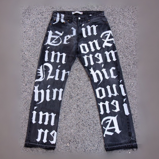 CALÇA JEANS CINZA OVERSIZED LYRICS .