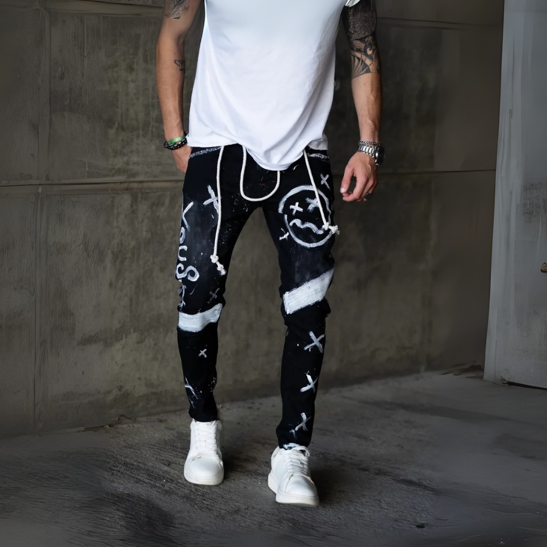 CALÇA JEANS SMILE BLACK WHITE.