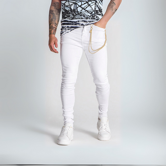 CALÇA BRANCA SKINNY C/ CORRENTE GOLD ⛓