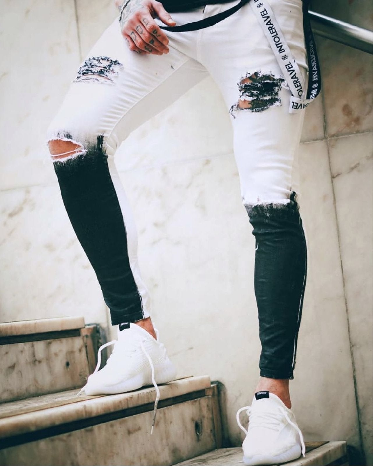 CALÇA BRANCA SARJA SPLASH BLACK