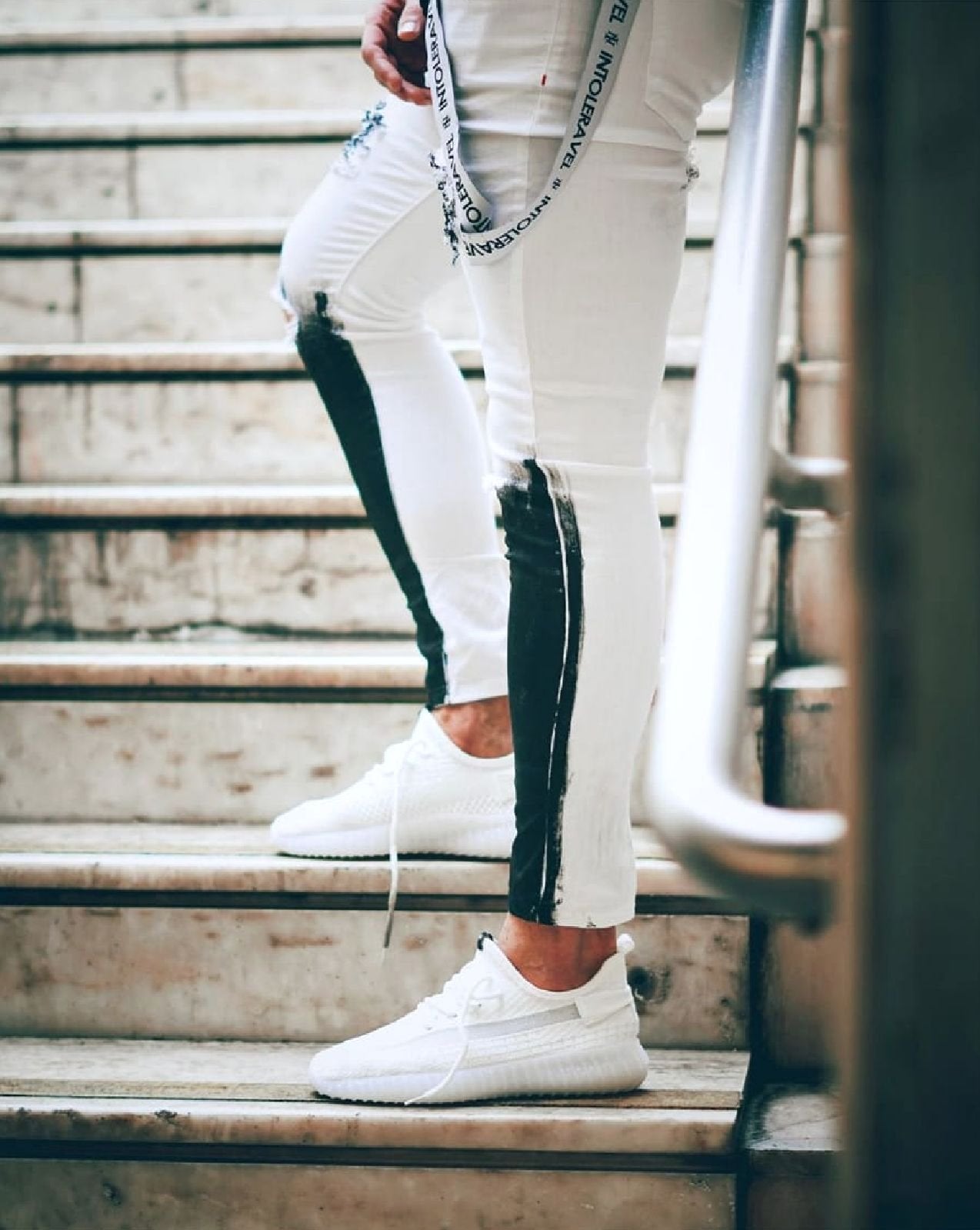 CALÇA BRANCA SARJA SPLASH BLACK