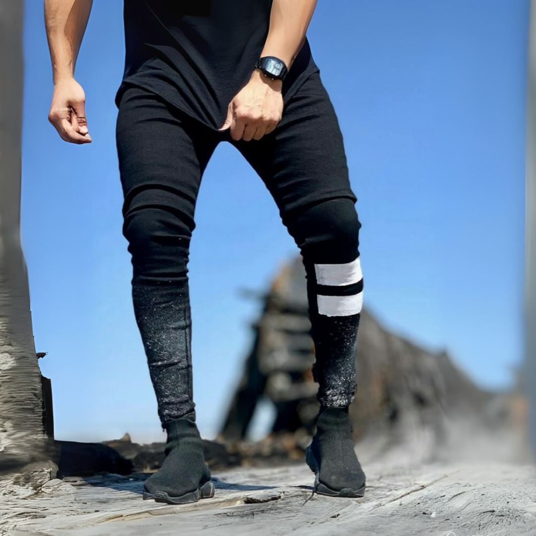 CALÇA JEANS BLACK SPLASH 2 FAIXAS BRANCA