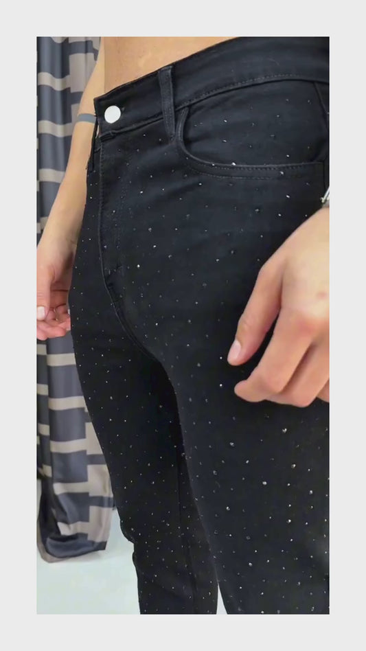 CALÇA ALL BLACK SKINNY STRASS ✨