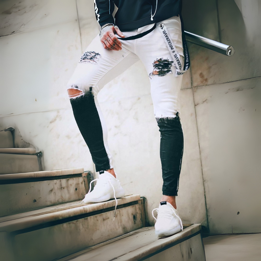 CALÇA BRANCA SARJA SPLASH BLACK