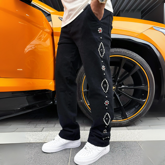 CALÇA BLACK BAGGY TACHAS CUSTOM LATERAL