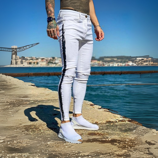 CALÇA BRANCA SKINNY FAIXA PIGMENTADA