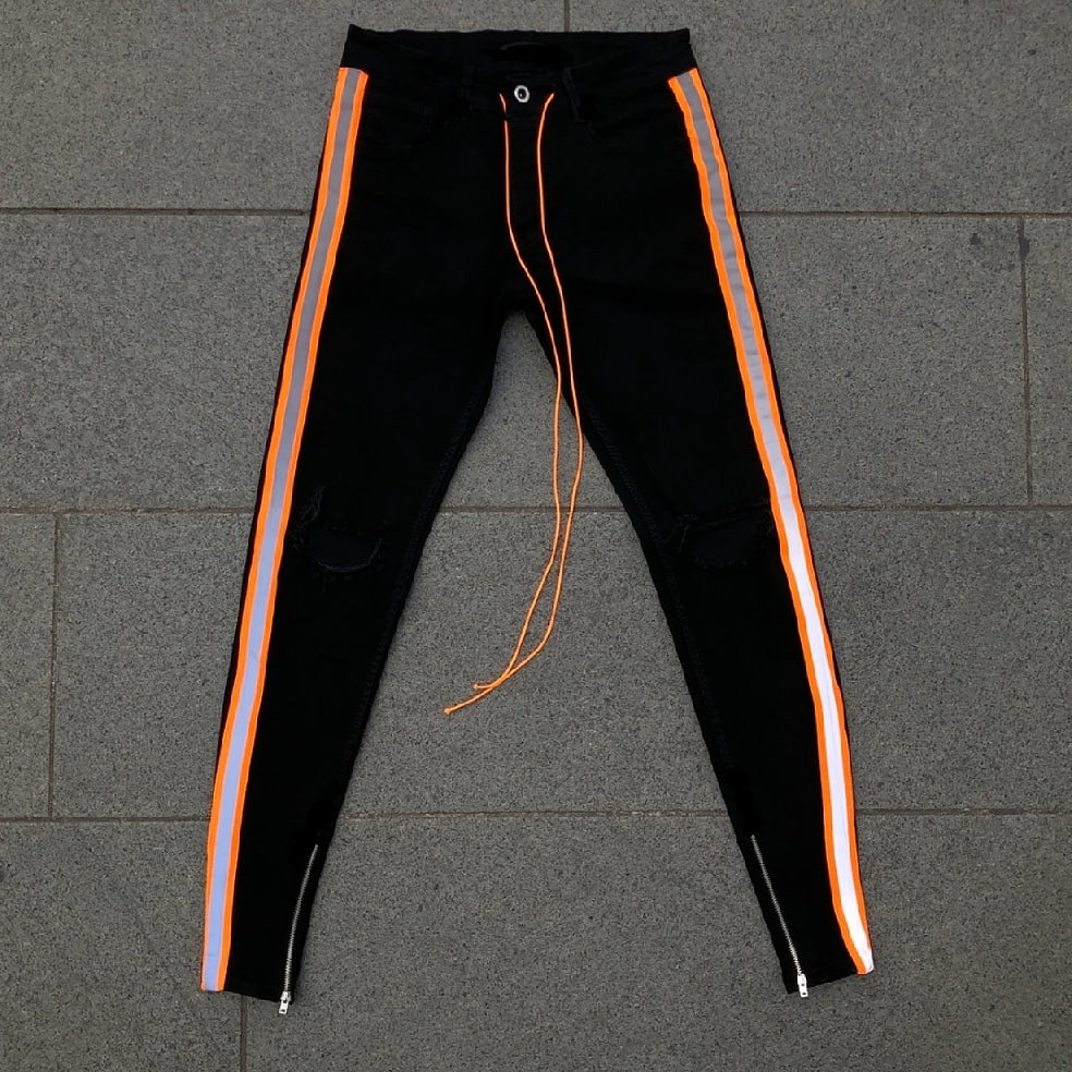 CALÇA JEANS BLACK-ORANGE