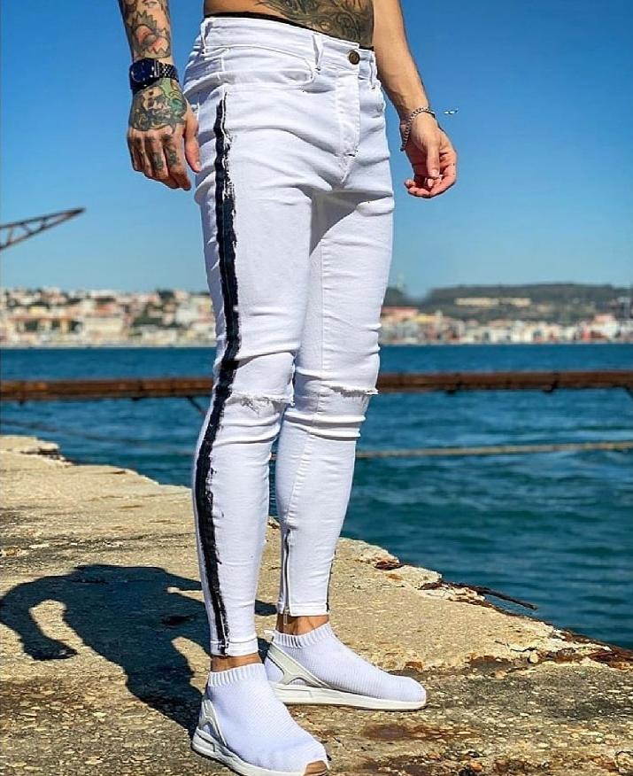 CALÇA BRANCA SKINNY FAIXA PIGMENTADA
