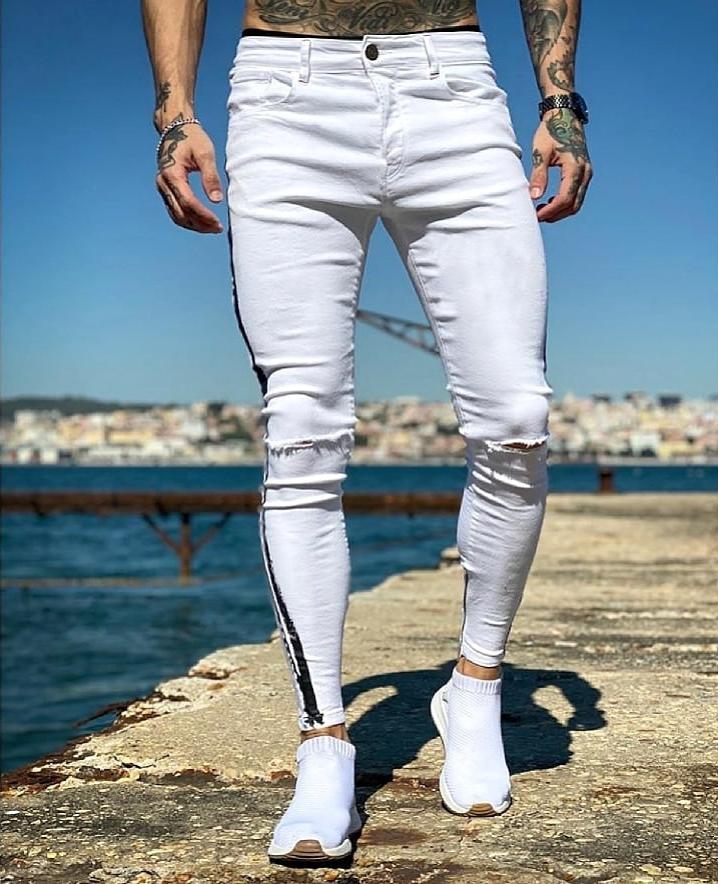 CALÇA BRANCA SKINNY FAIXA PIGMENTADA