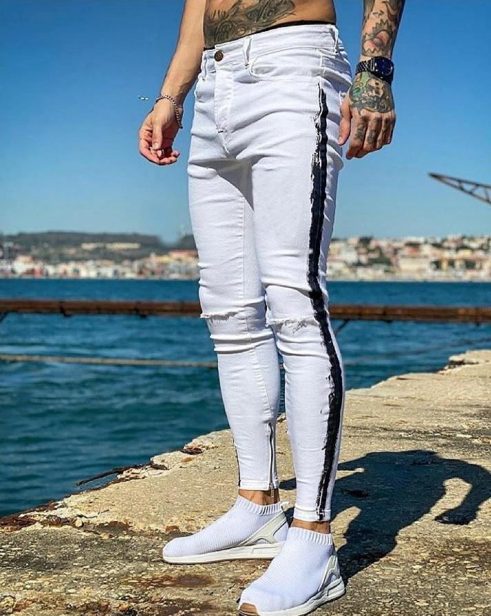 CALÇA BRANCA SKINNY FAIXA PIGMENTADA