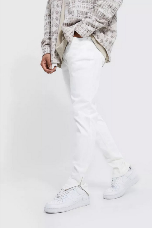 CALÇA BRANCA SARJA ZÍPER NA BARRA