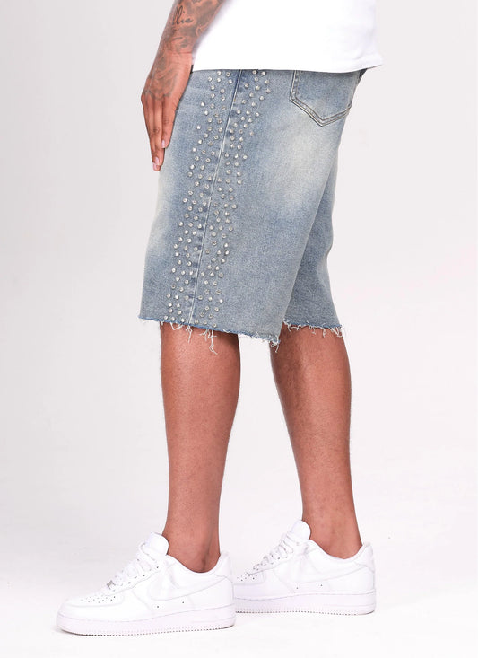 BERMUDA OVER JEANS STRASS LATERAIS ✨