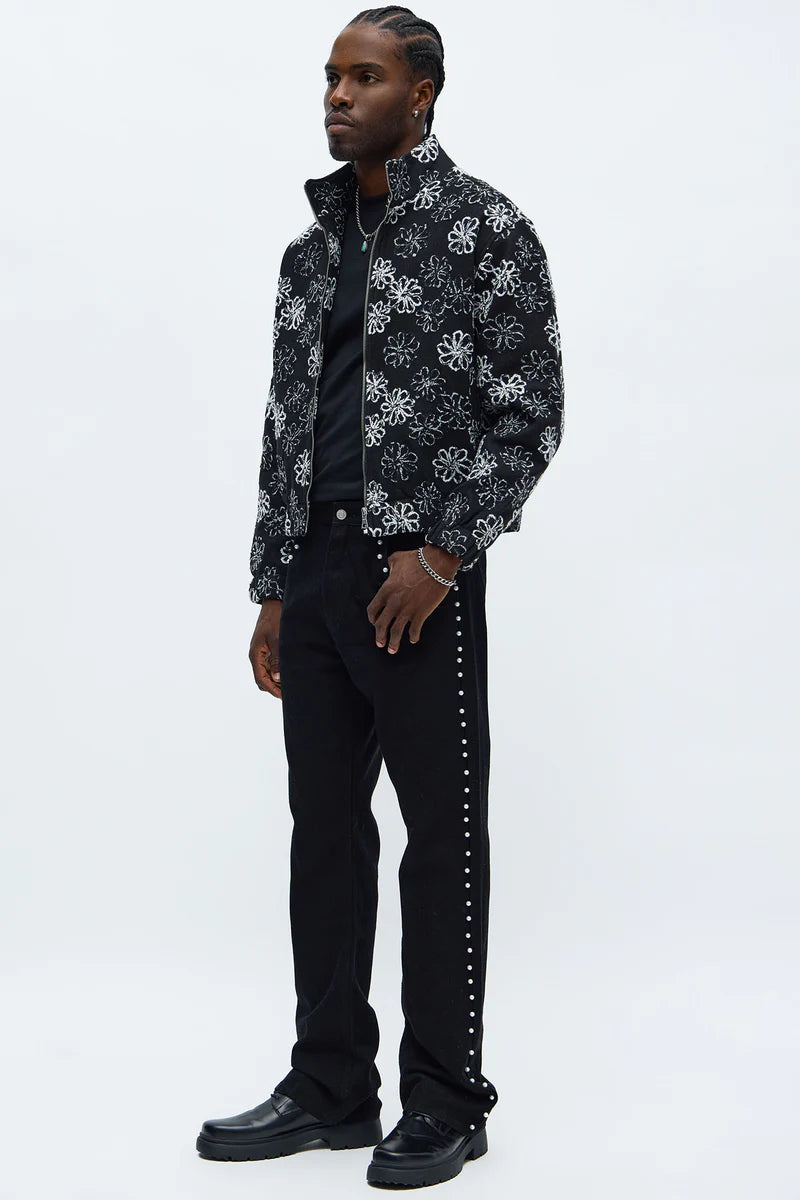 CALÇA BLACK JEANS FLARE PEARL LATERAL 🫧