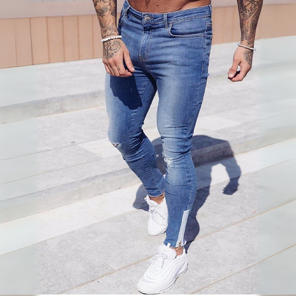 CALÇA JEANS BLUE C/ ZIPER NA BARRA