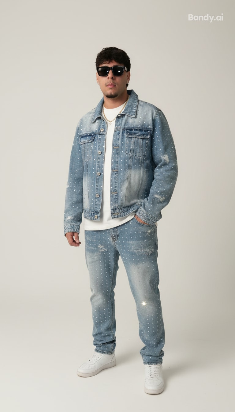 JAQUETA JEANS STRASS ✨