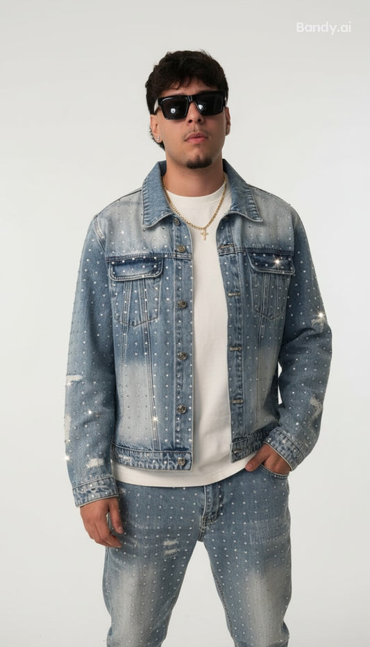 JAQUETA JEANS STRASS ✨