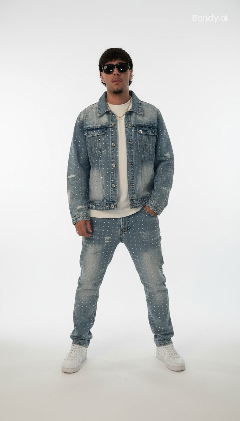 JAQUETA JEANS STRASS ✨