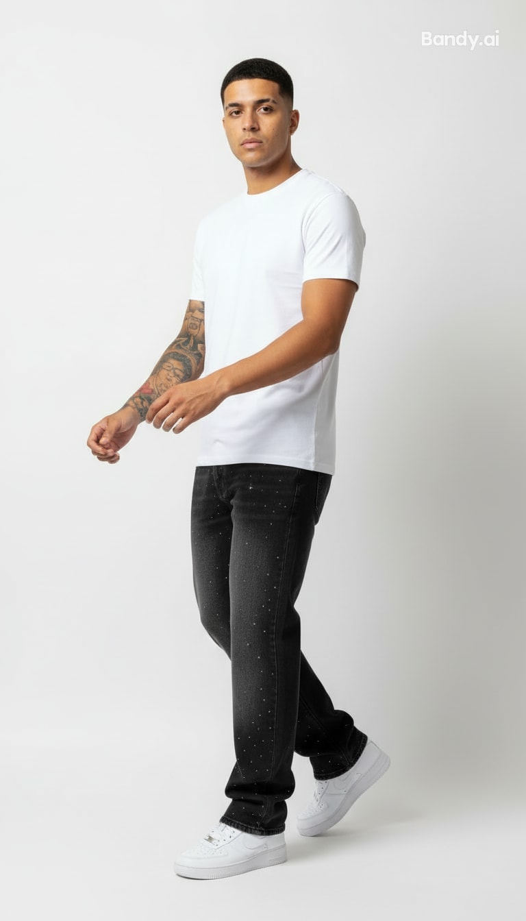 CALÇA BAGGY JEANS MARMORIZADA STRASS ✨✨