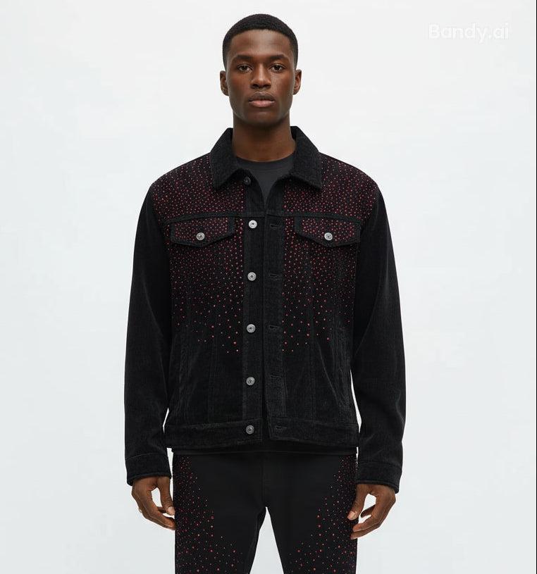 CONJUNTO BLACK JEANS FLARE RED STRASS ✨