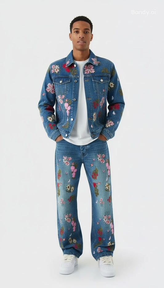 CONJUNTO JEANS COM APLICAÇÃO 🌹
