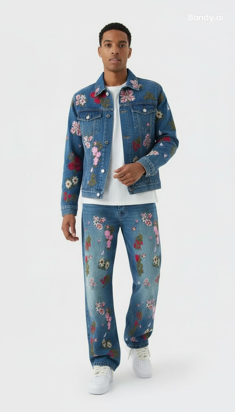 CONJUNTO JEANS COM APLICAÇÃO 🌹