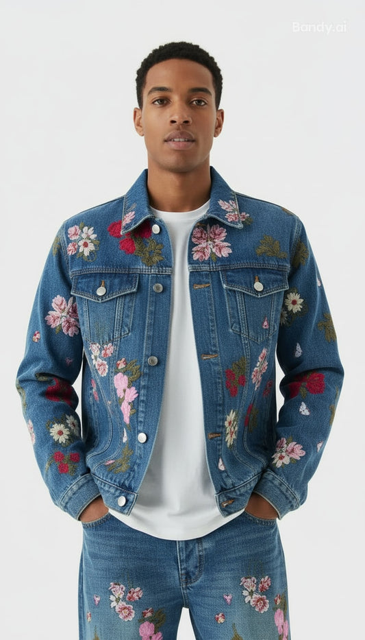 JAQUETA JEANS BLUE OVERSIZED COM APLICAÇÃO 🌹