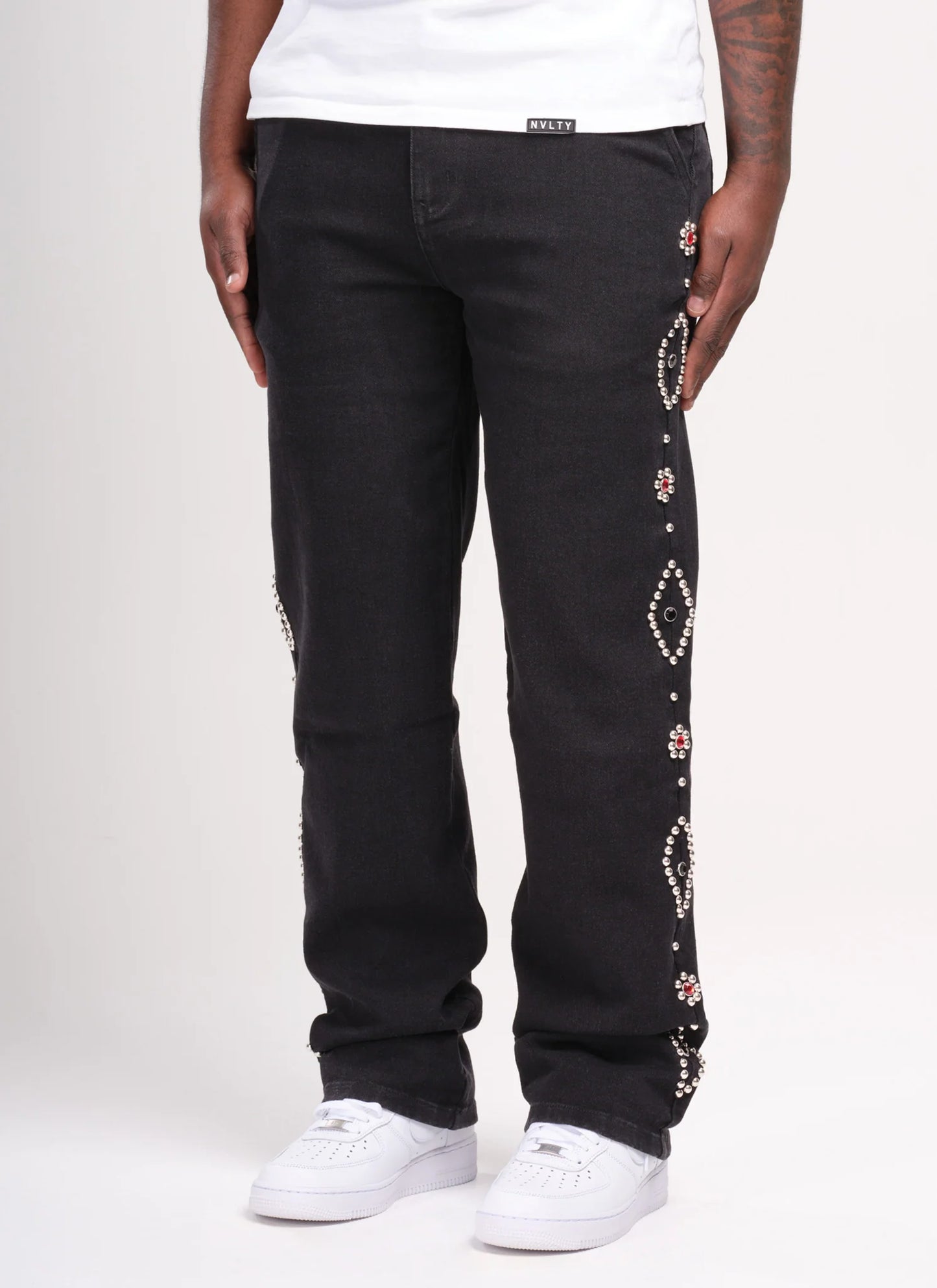 CALÇA BLACK BAGGY TACHAS CUSTOM LATERAL
