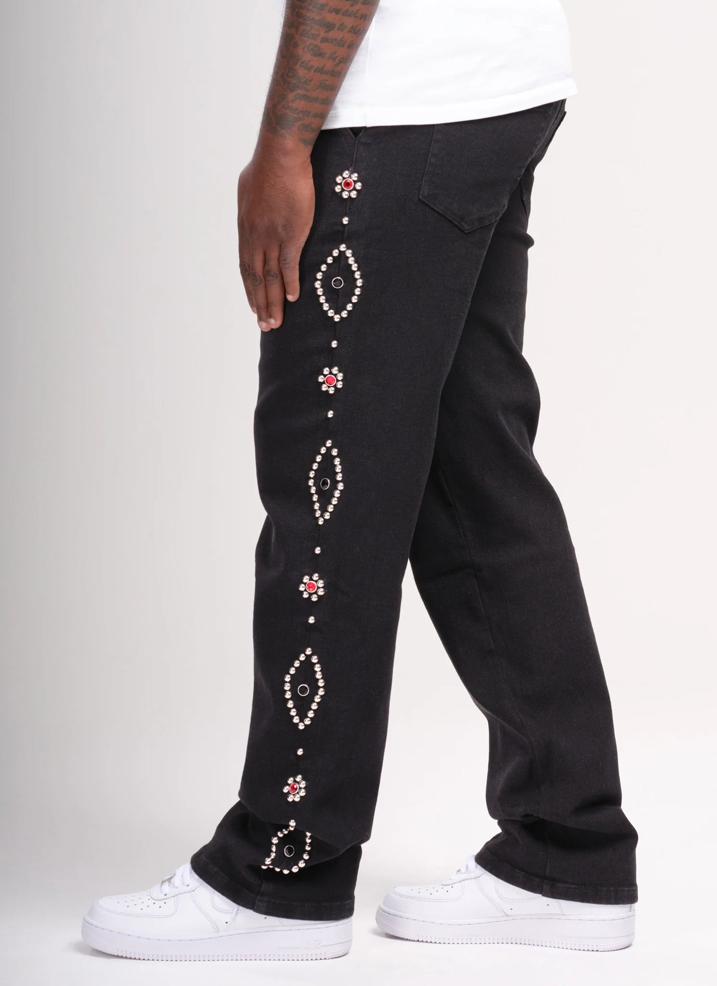CALÇA BLACK BAGGY TACHAS CUSTOM LATERAL