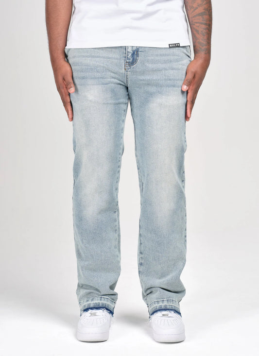 CALÇA BAGGY JEANS C/ BARRA DESFIADA
