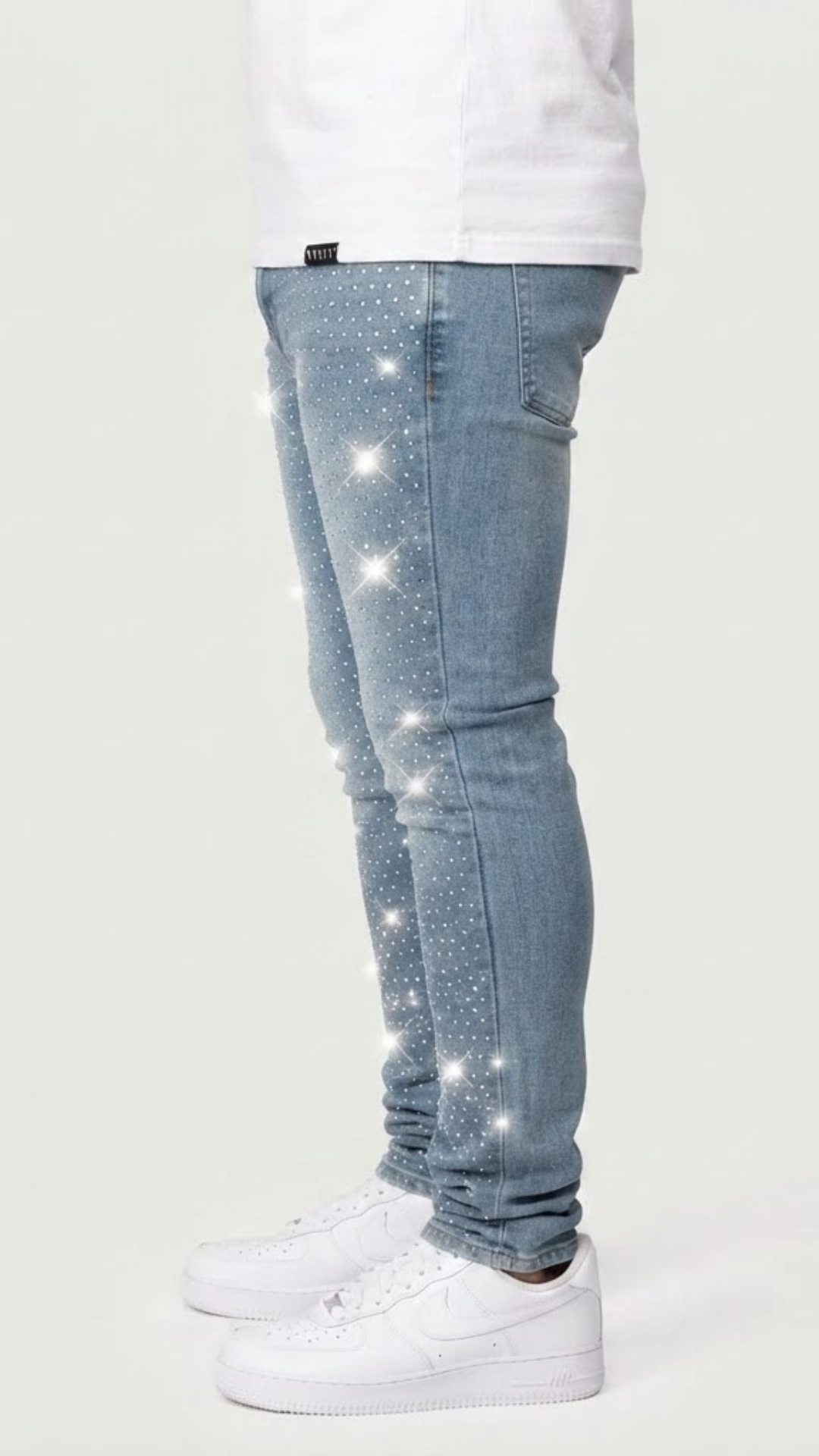 CALÇA JEANS SKINNY STRASS ✨