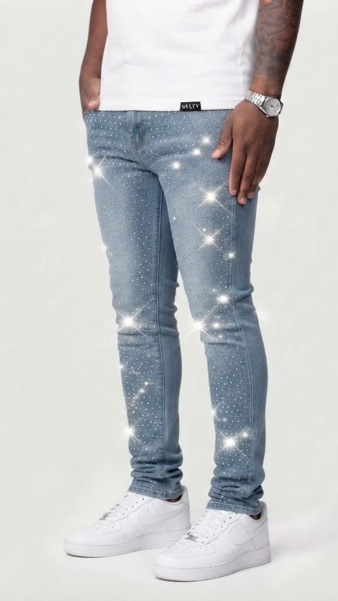 CALÇA JEANS SKINNY STRASS ✨
