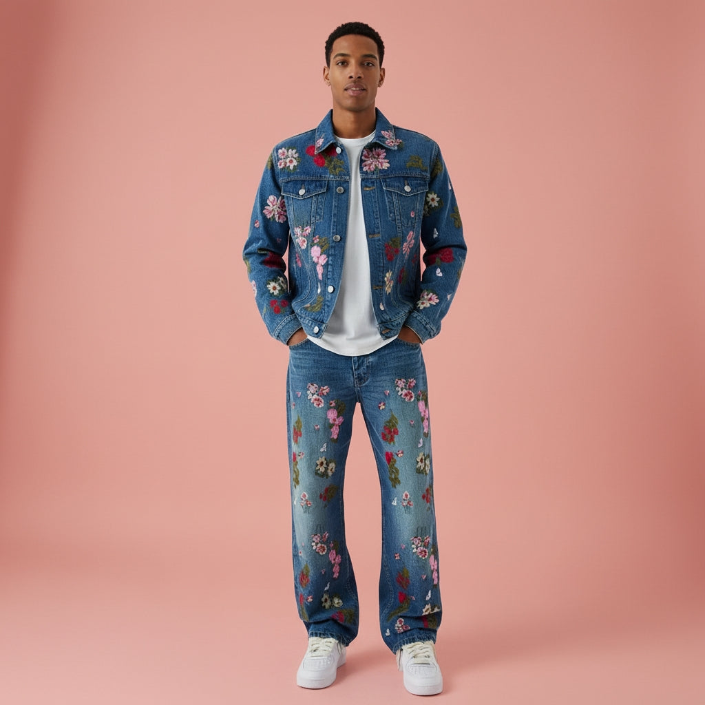 CONJUNTO JEANS COM APLICAÇÃO 🌹