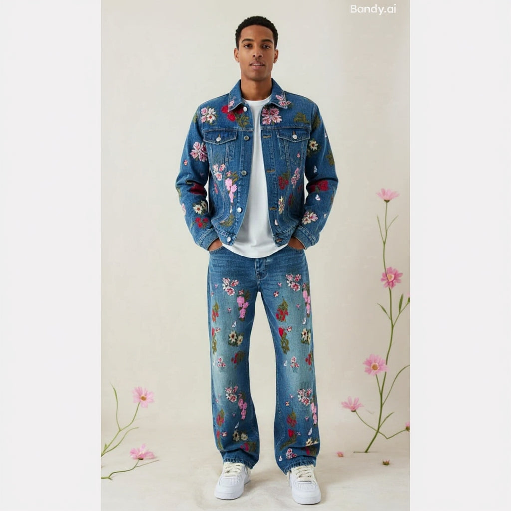 CONJUNTO JEANS COM APLICAÇÃO 🌹