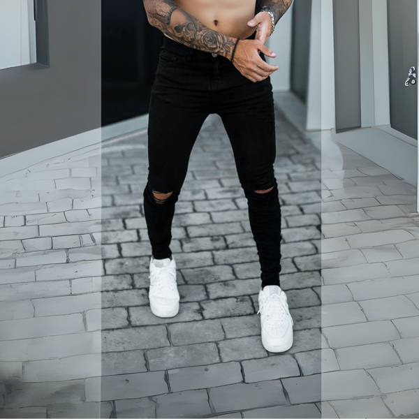 CALÇA JEANS ALL BLACK DESTRÓYED NO JOELHO