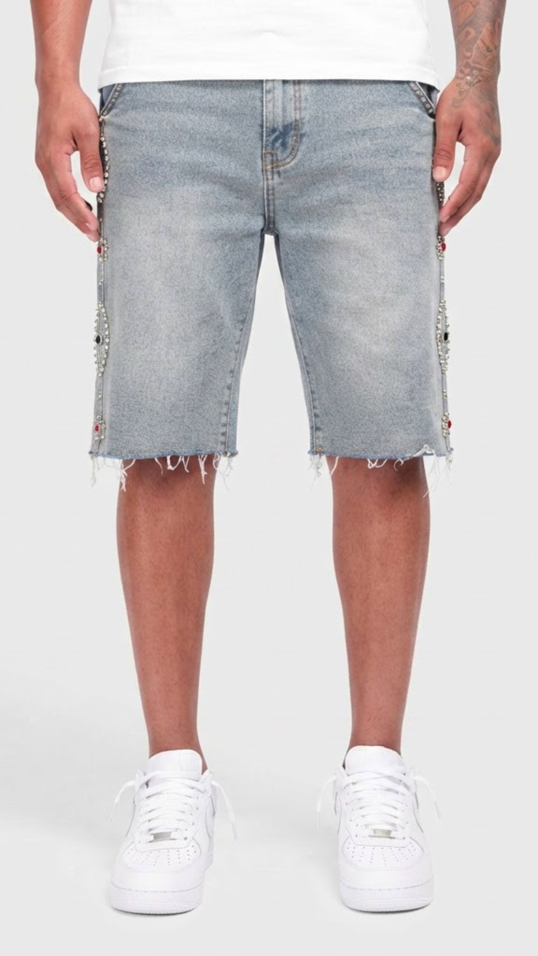 BERMUDA JEANS TACHAS CUSTOM LATERAL