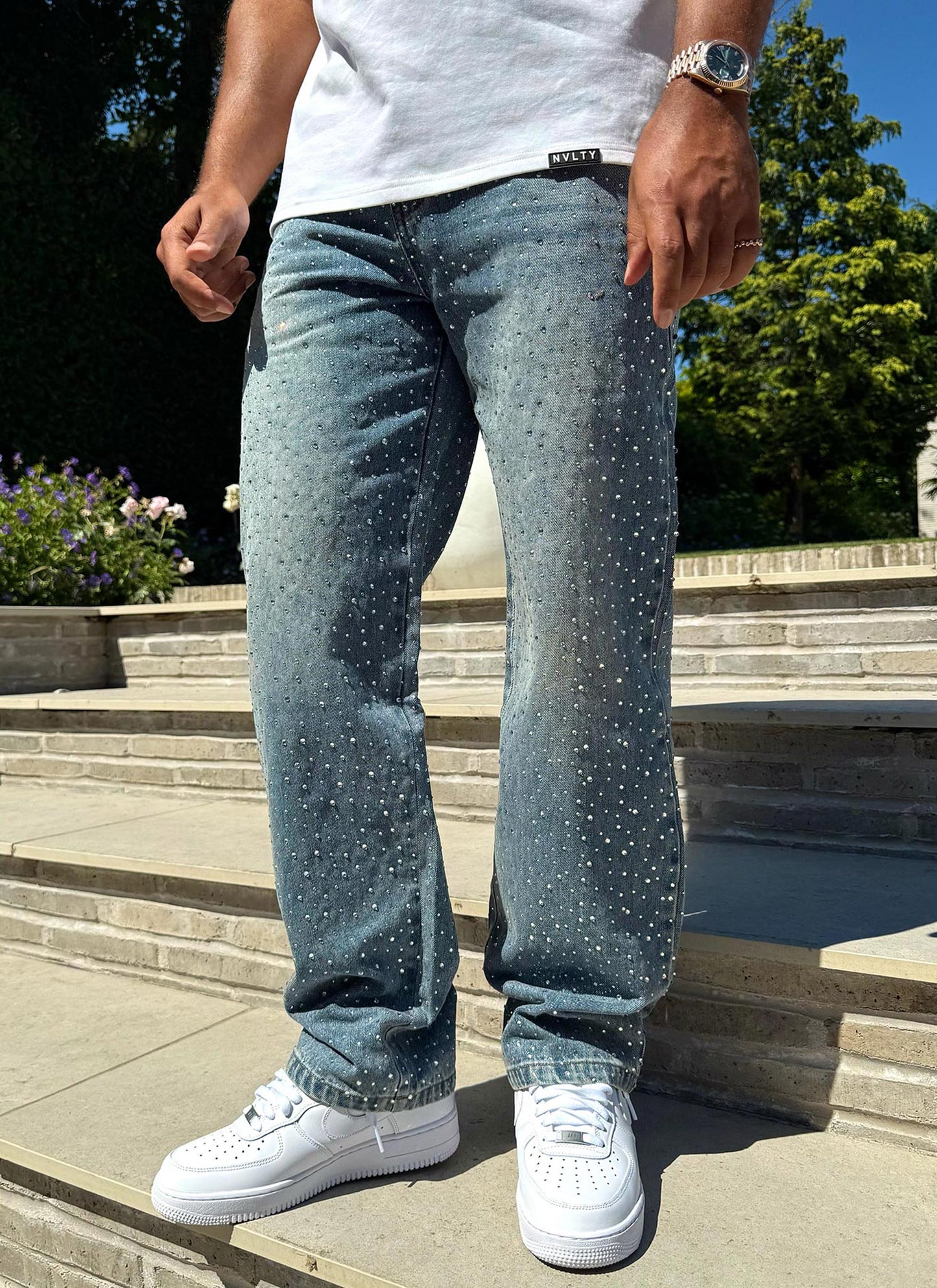 CALÇA JEANS BAGGY STRASS ✨